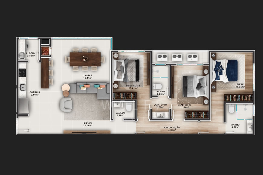JD1019 - Apartamentos a 140 metros da Praia no Centro 