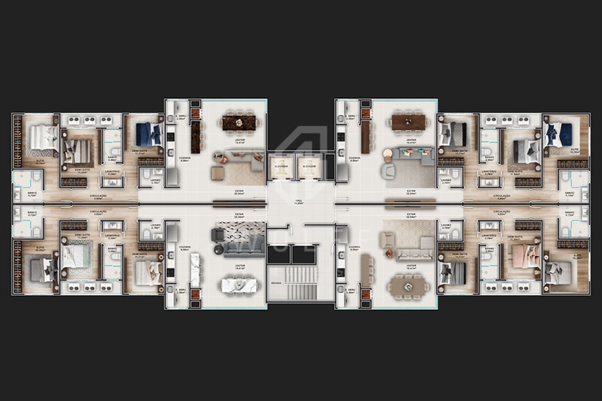 JD1019 - Apartamentos a 140 metros da Praia no Centro 