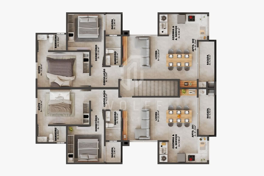 JD1023 - Apartamentos a 220 metros da praia no Tabuleiro