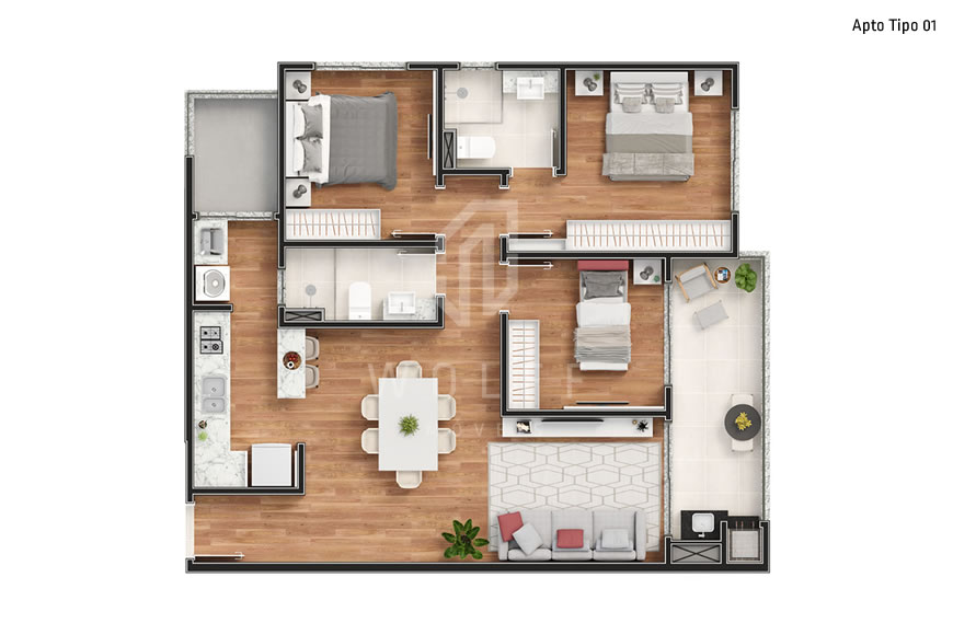 JD1028 - Apartamento Frente Mar no Tabuleiro