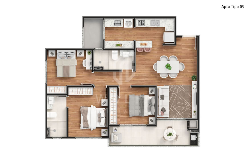 JD1028 - Apartamento Frente Mar no Tabuleiro