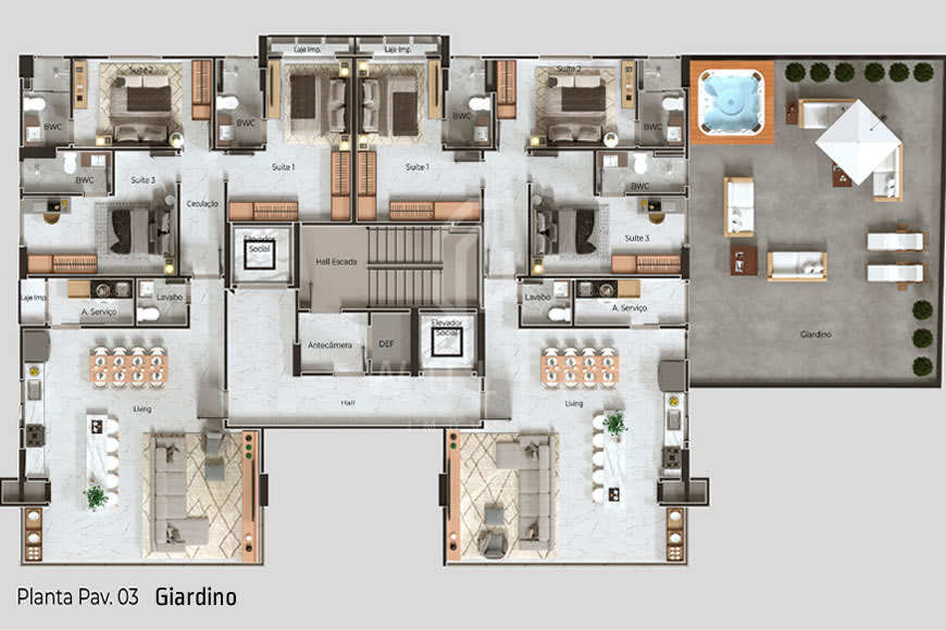 JD1032 - Apartamento a 40 metros da praia no Tabuleiro
