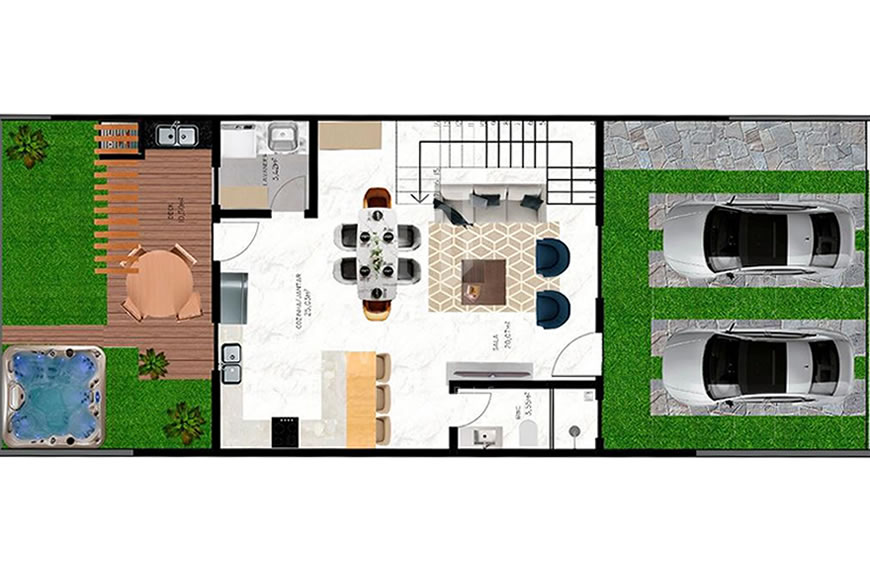 JD1048 - Sobrado Geminado com Ótimo Padrão de Acabamento
