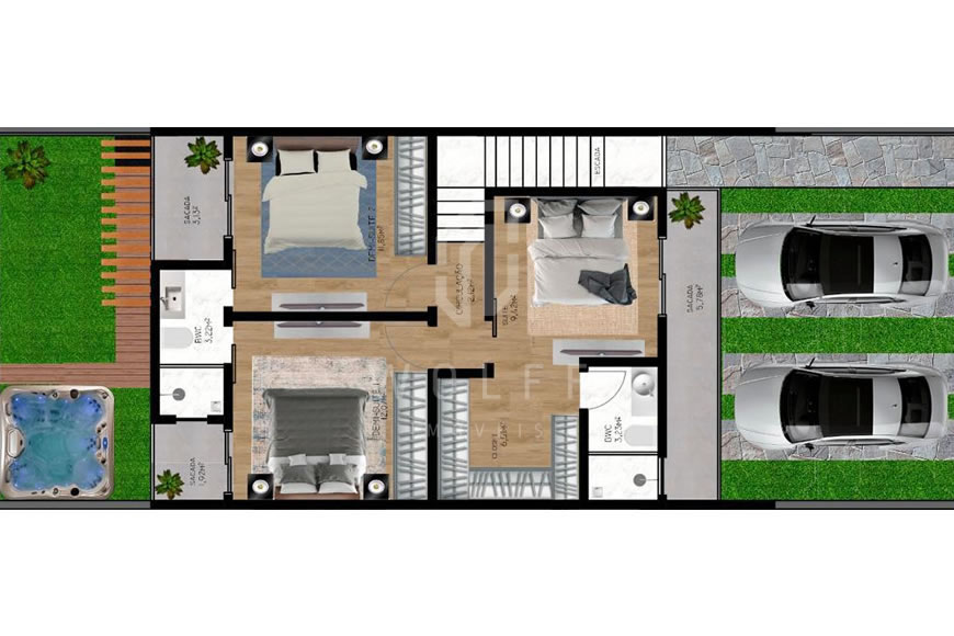 JD1048 - Sobrado Geminado com Ótimo Padrão de Acabamento