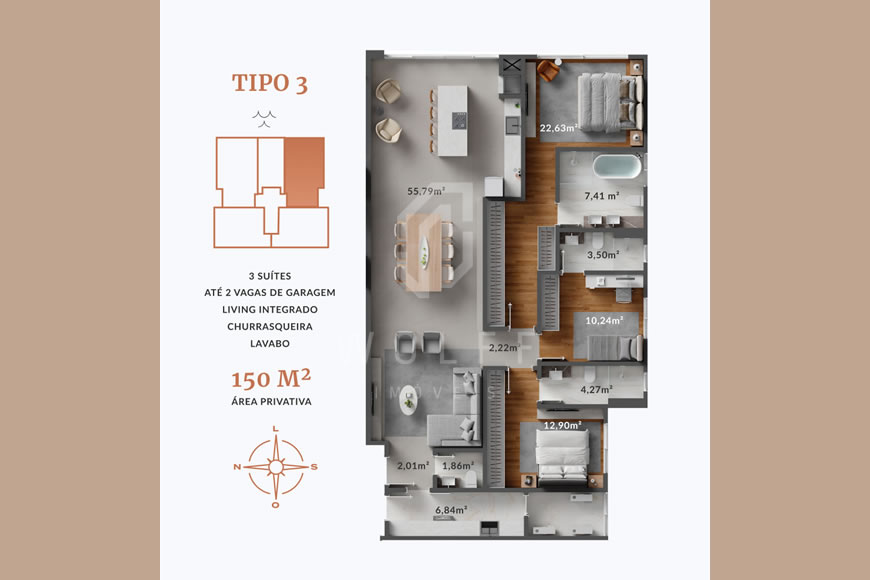 JD1059 - Apartamento com Ótima Localização - Frente Mar