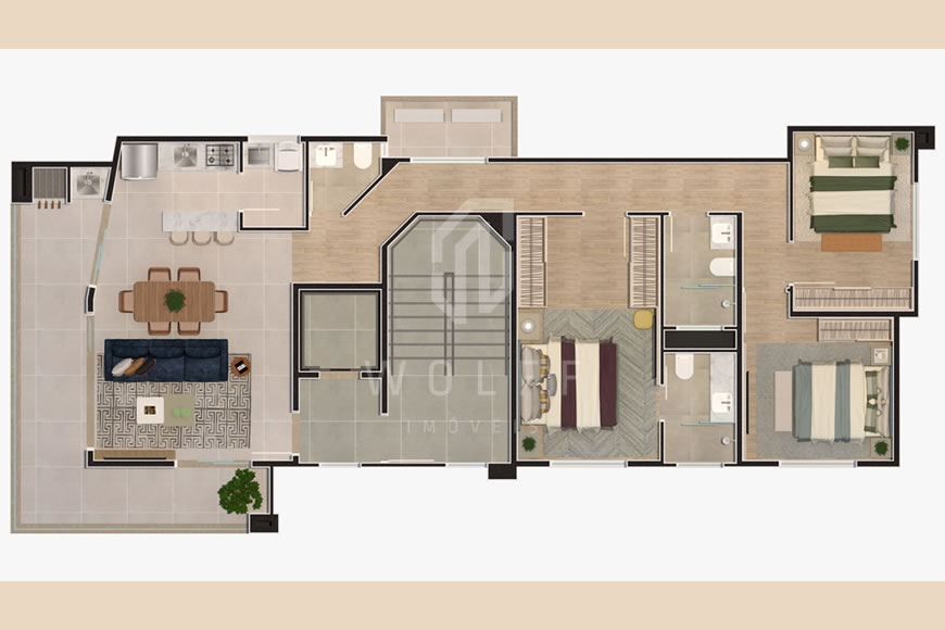 JD1061 - Apartamento a 200m da Praia 