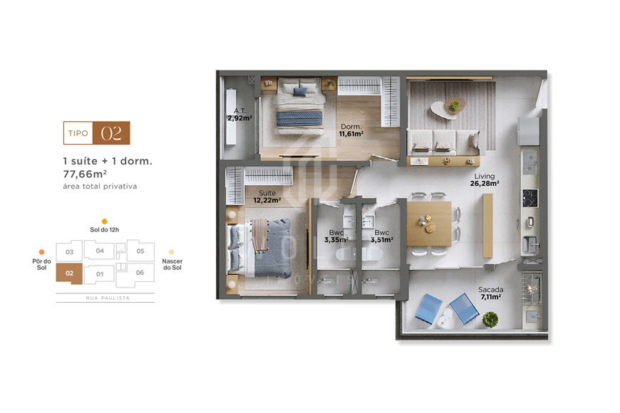 JD1141 - Apartamentos a 200m da Praia