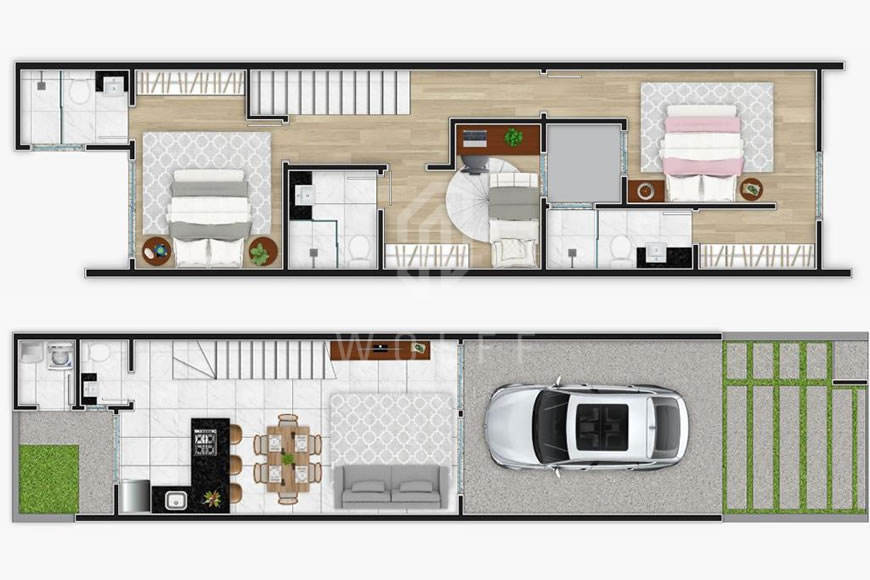 JD1143 - Sobrado com Fachada Moderna