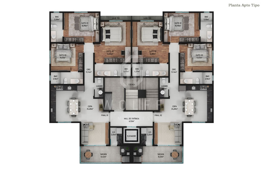 JD1156 - Apartamentos Modernos a 350m da Praia