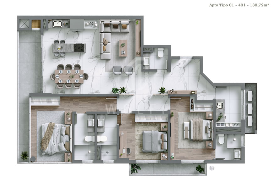 JD1179 - Apartamentos na quadra mar com vista definitiva