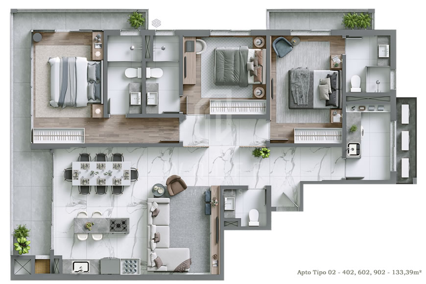 JD1179 - Apartamentos na quadra mar com vista definitiva
