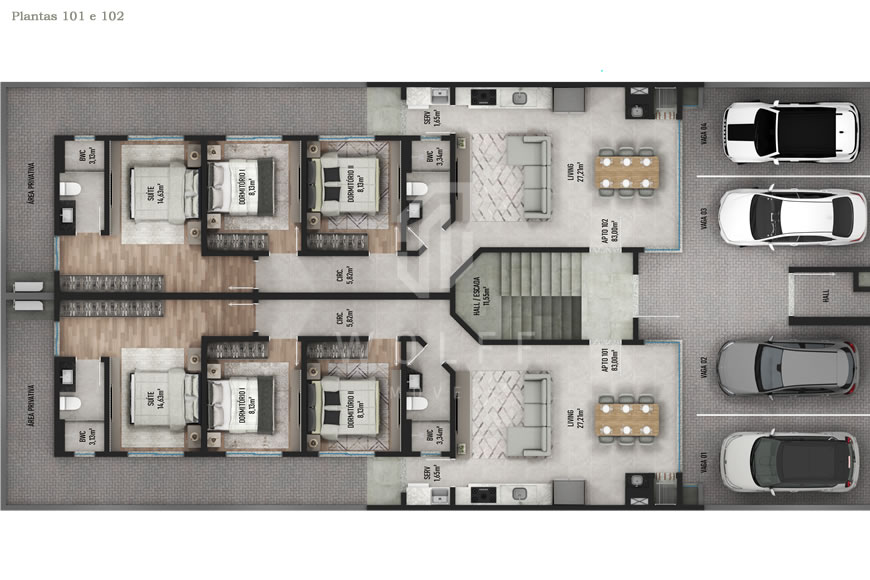 JD1195 - Apartamento com 03 dormitórios e ótimo projeto