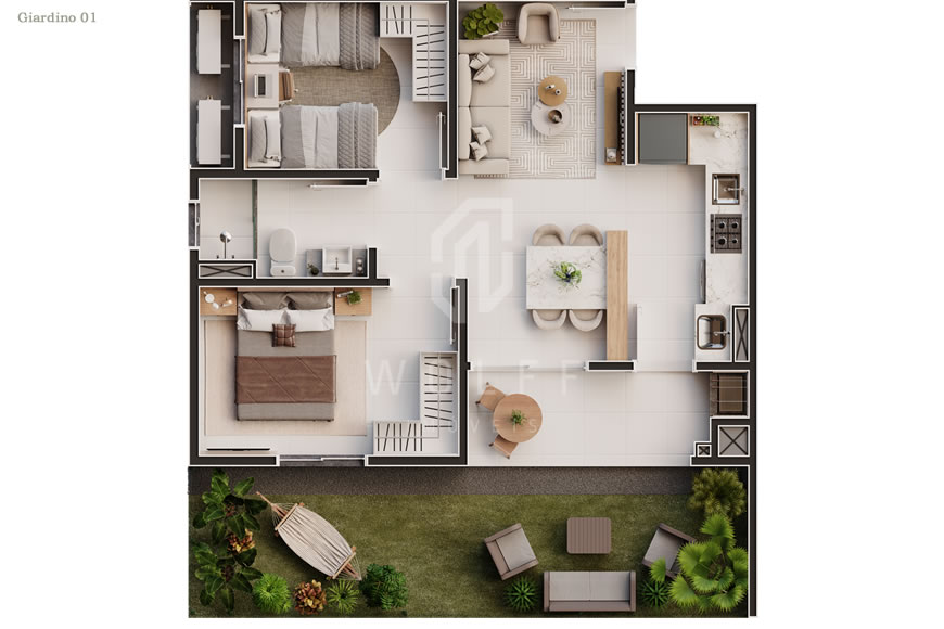 JD1198 - Apartamentos em Home Club Completo