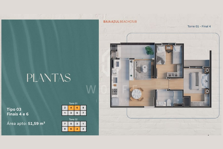 JD1198 - Apartamentos em Home Club Completo