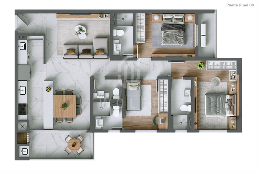 JD1222 - Apartamentos Modernos com Vista Permanente para o Mar