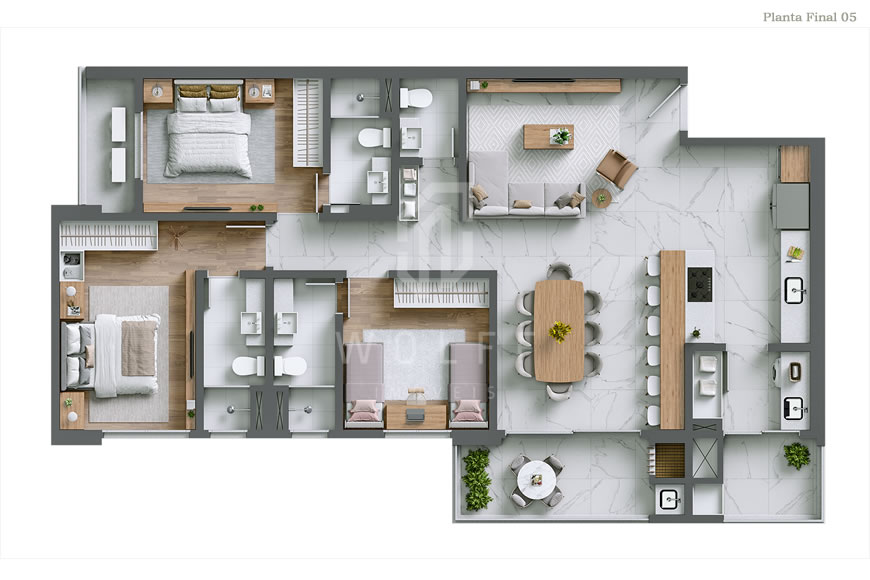 JD1222 - Apartamentos Modernos com Vista Permanente para o Mar
