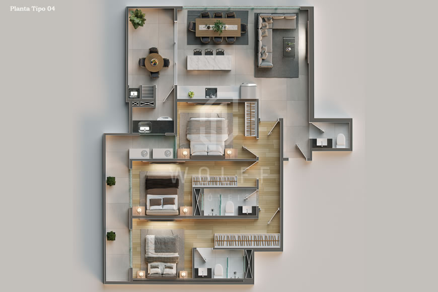 JD1301 - Apartamentos Estilo Neoclássico na Quadra Mar