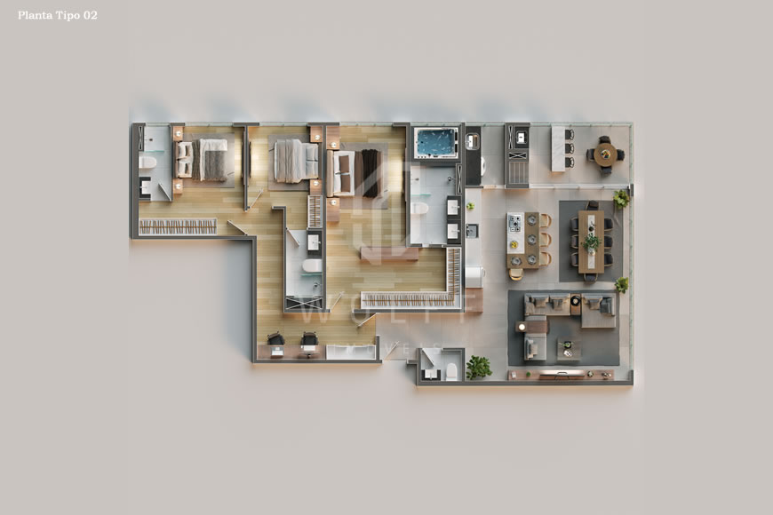 JD1301 - Apartamentos Estilo Neoclássico na Quadra Mar