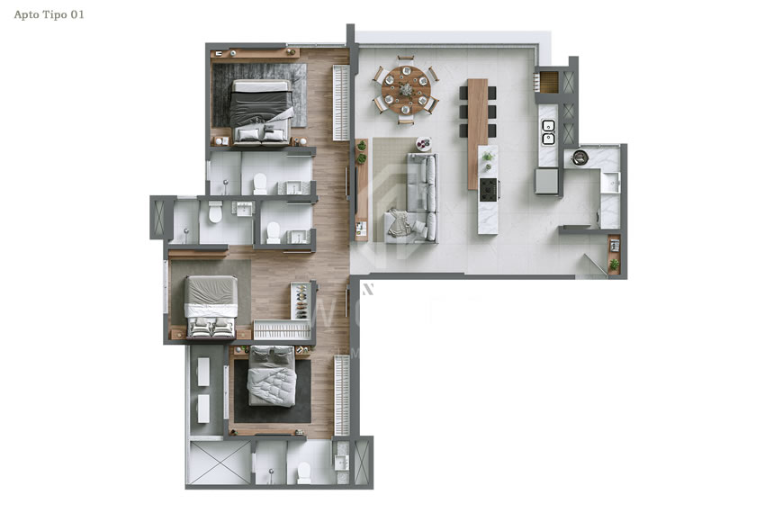 JD1302 - Apartamentos com Excelente Padrão de Acabamento 