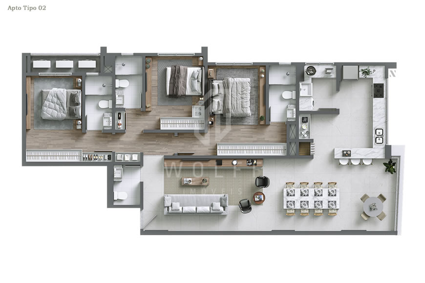 JD1302 - Apartamentos com Excelente Padrão de Acabamento 