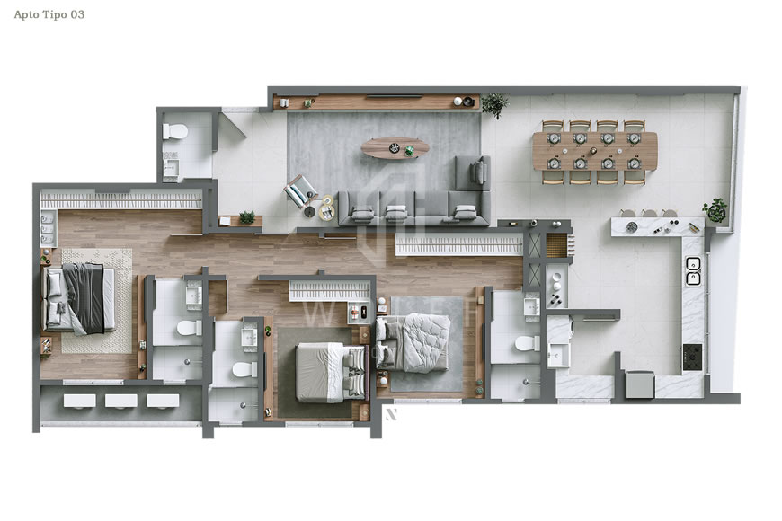 JD1302 - Apartamentos com Excelente Padrão de Acabamento 