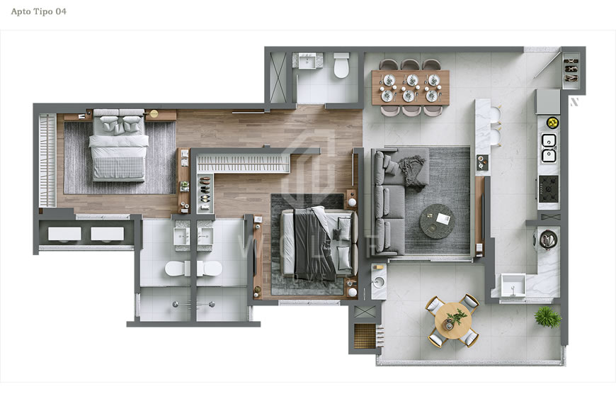 JD1302 - Apartamentos com Excelente Padrão de Acabamento 