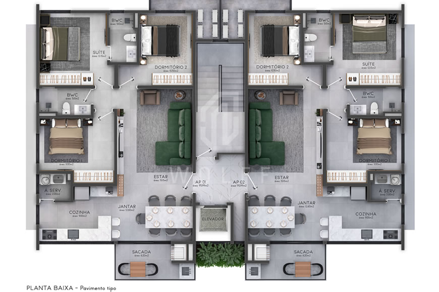 JD1328 - Apartamentos a 130m da Praia 