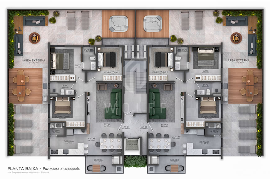 JD1328_Residencial_Exclusive Apartamentos a 130m da Praia 