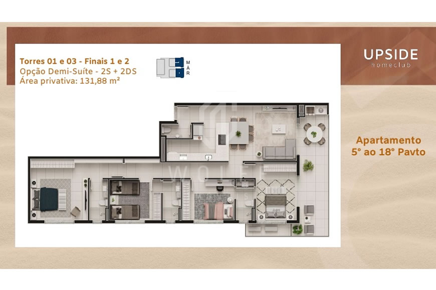 JD1417- Upside Home Club - Apartamento Beira Mar