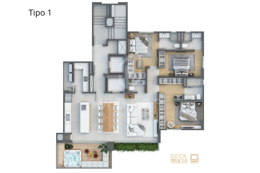 JD1423 - Deck 38 - Apartamentos Frente Mar na Praia do Tabuleiro