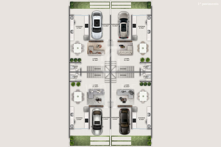 JD1443 - Sobrados Triplex com Vista Mar 