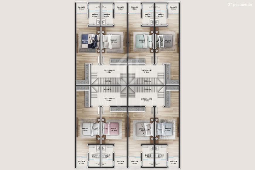 JD1443 - Sobrados Triplex com Vista Mar 