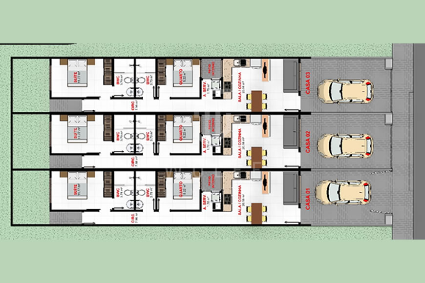 JD1468 - Casas com 01 suíte + 01 dormitório