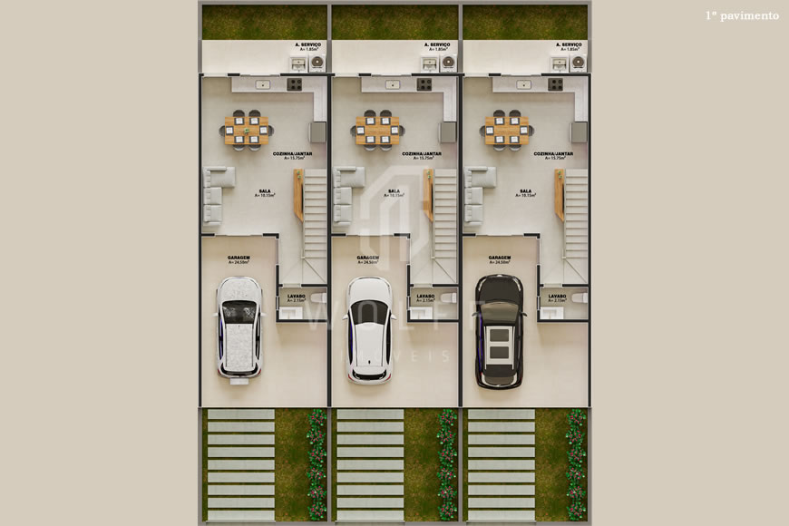 JD1477 - Sobrado Triplex com 03 dormitórios