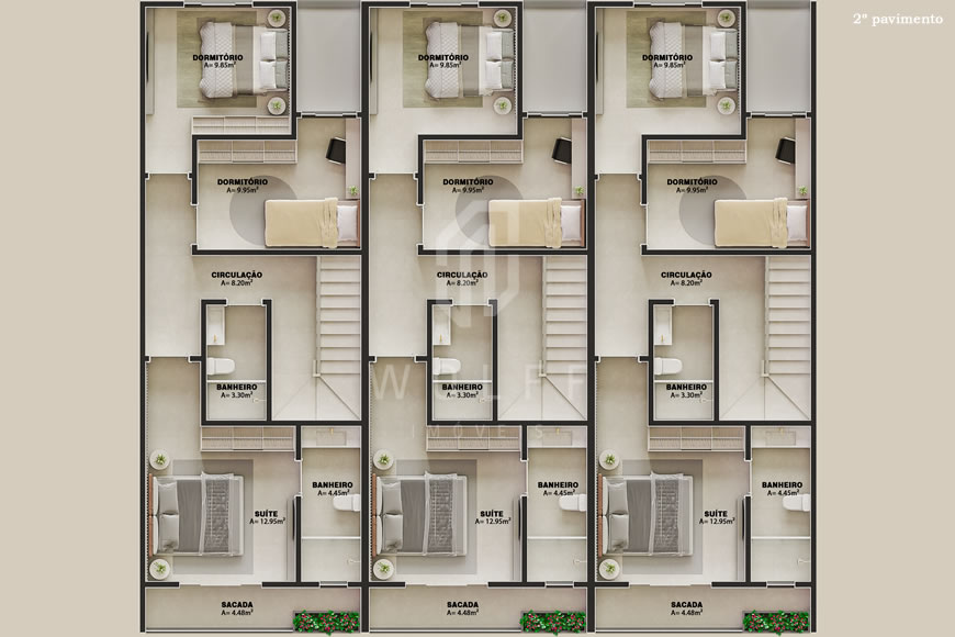 JD1477 - Sobrado Triplex com 03 dormitórios
