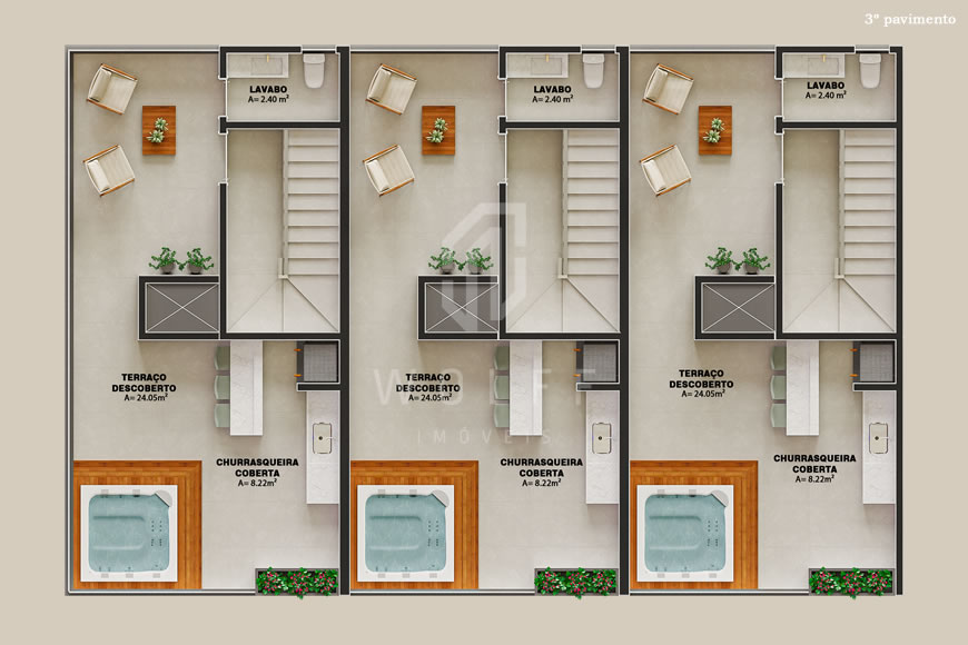 JD1477 - Sobrado Triplex com 03 dormitórios