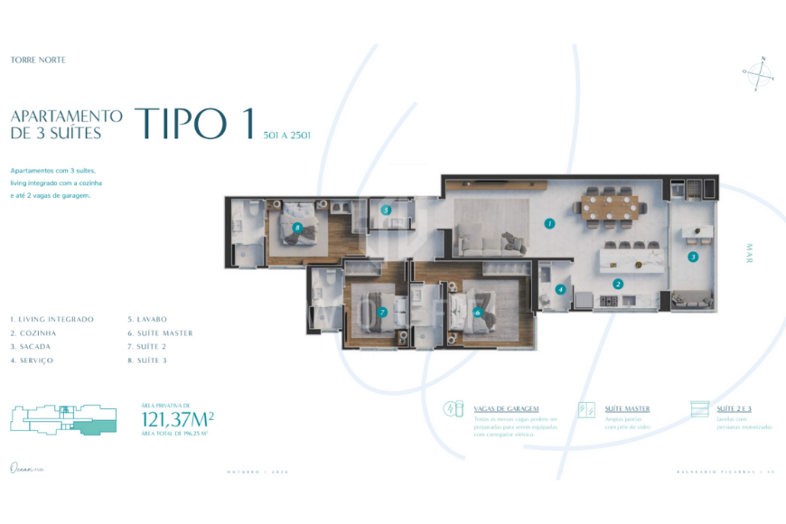 JD1479 - Ocean Park - Apartamento Sofisticado com Vista Mar