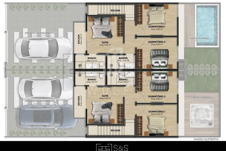 JD1483 - Sobrado Geminado com Acabamento de Qualidade