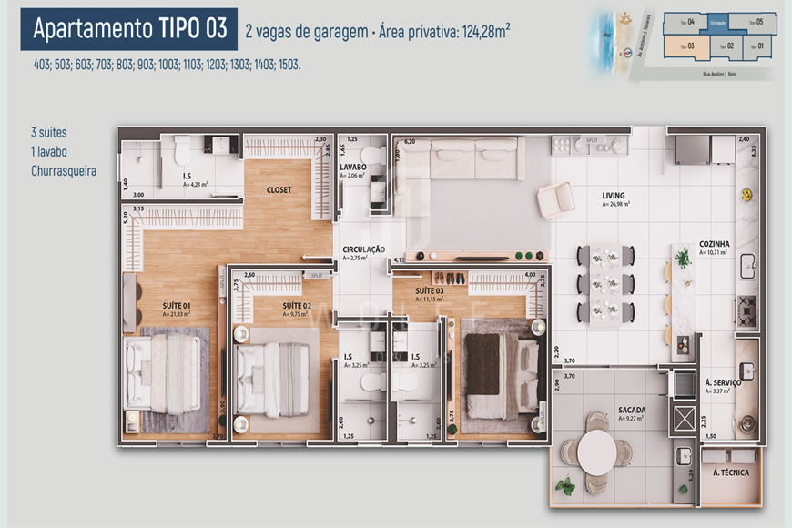 JD1491 - Apartamentos com Ótima Localização na Praia do Quilombo