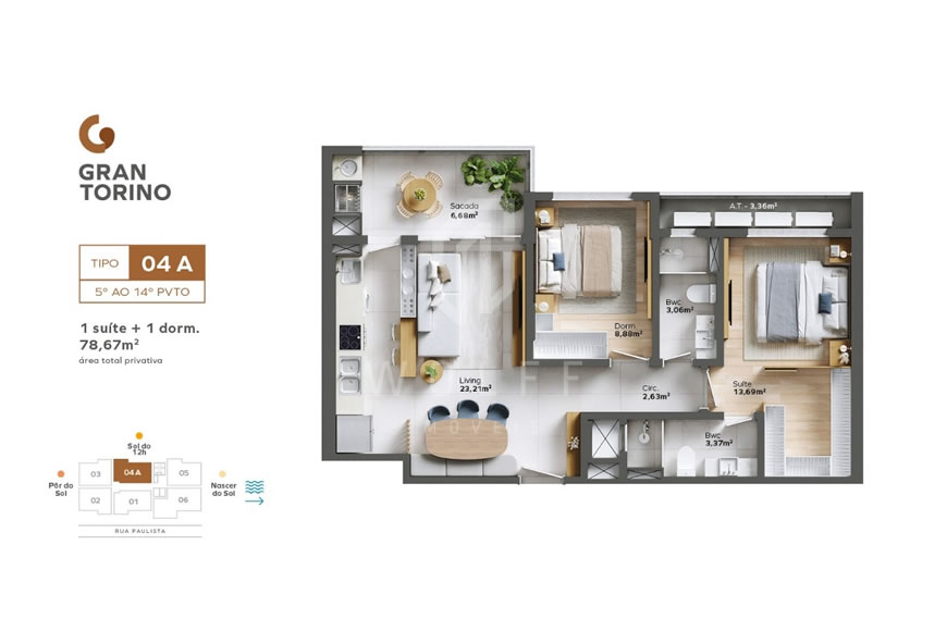 JD1492 - Gran Torino - Apartamento de 02 dormitórios