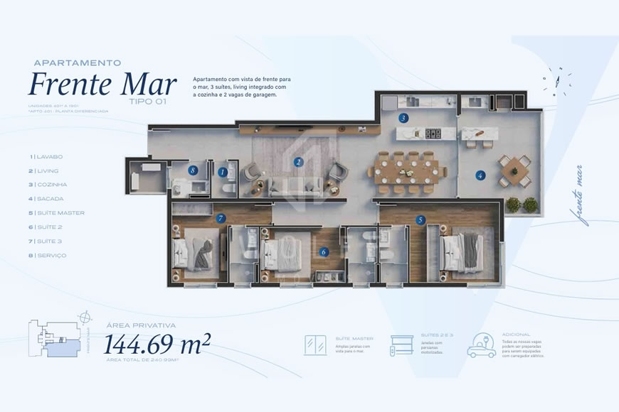 JD1504 -  The Wave - Apartamento com Vista Mar no Bairro Itacolomi