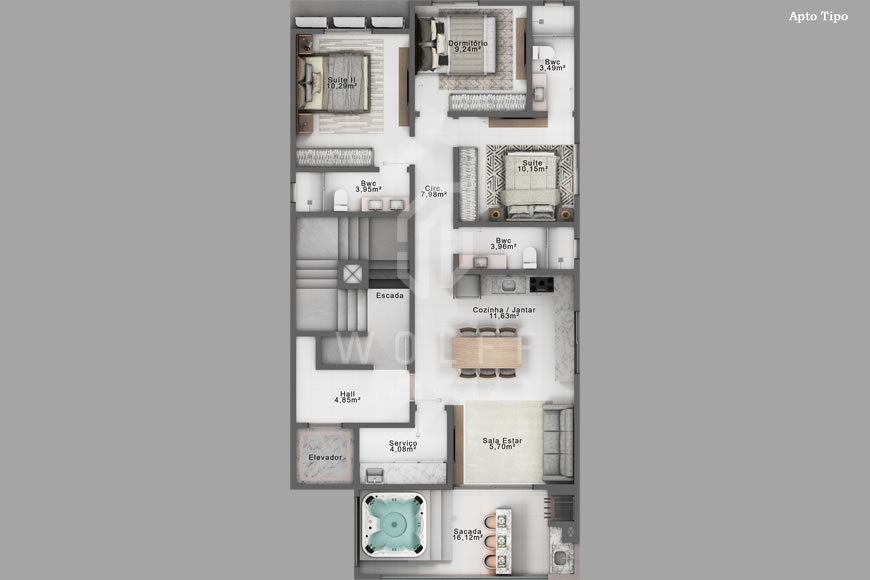 JD1521 - Grant View - Apartamento com Linda Vista Mar em Itajuba