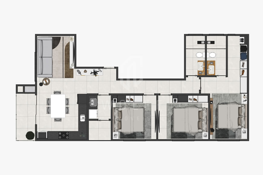 JD1544 - Apartamentos de 3 dormitórios no Itacolomi
