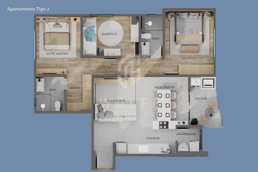 JD1651 - Apartamentos com 1 suíte + 2 dormitórios