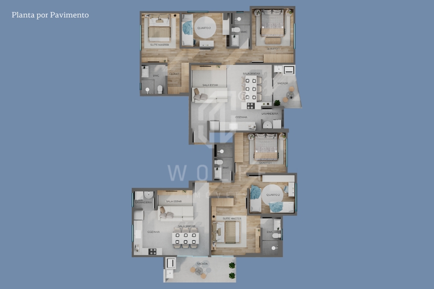 JD1651 - Apartamentos com 1 suíte + 2 dormitórios