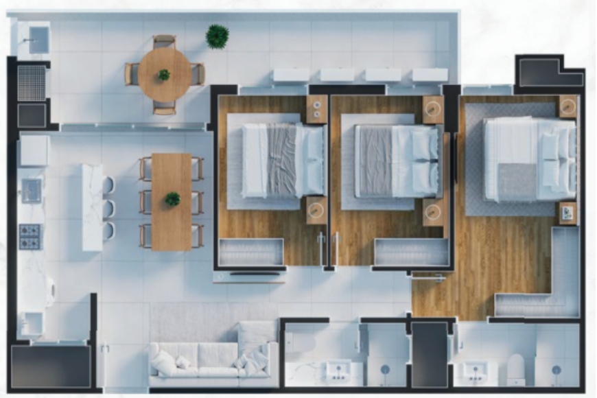 JD1654 - Apartamento com 3 dormitórios a 80m da Praia no Itacolomi