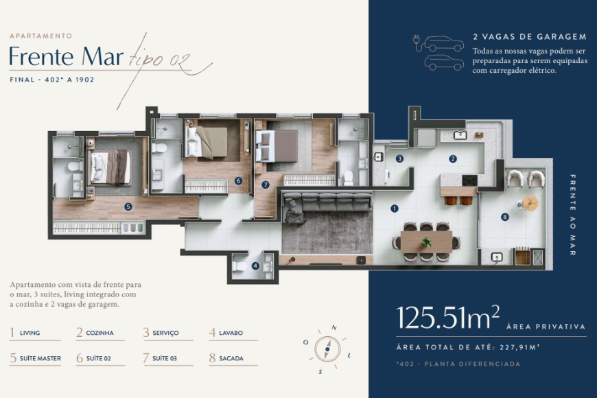 JD1664 - Apartamento de 03 suítes com Vista Mar Definitiva
