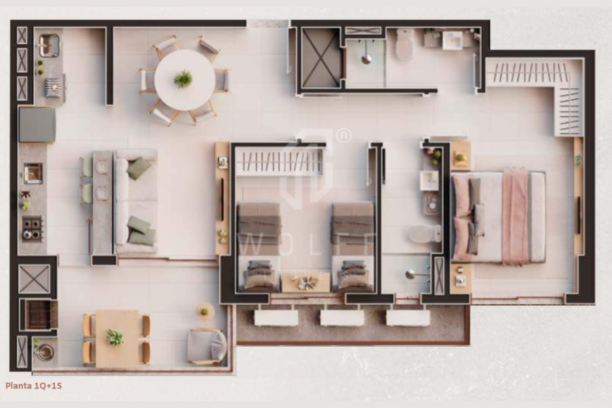 JD1666 - Apartamento a 120 metros da praia na região central 