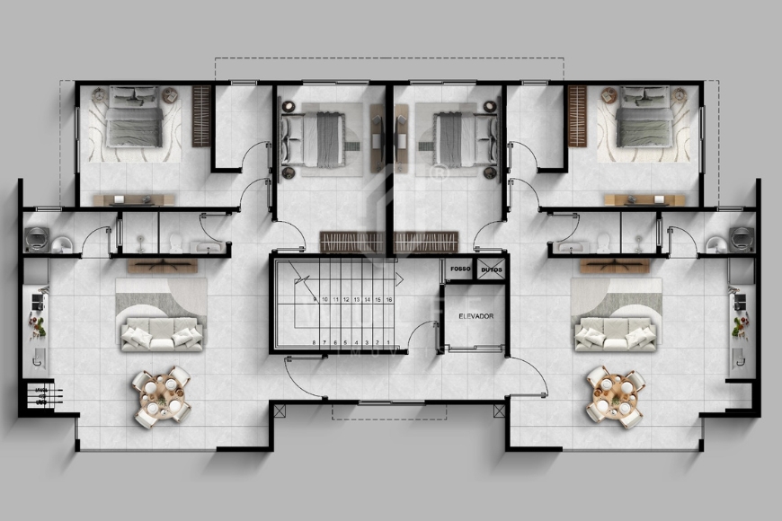 JD1702 - Apartamentos com privacidade e conforto