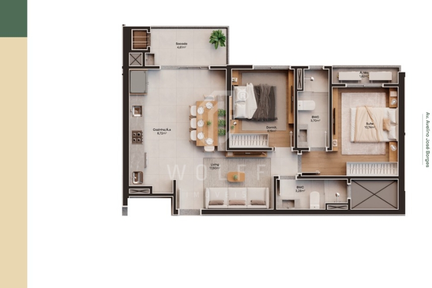 JD1713 - Apartamento Pé na Areia na Praia do Tabuleiro